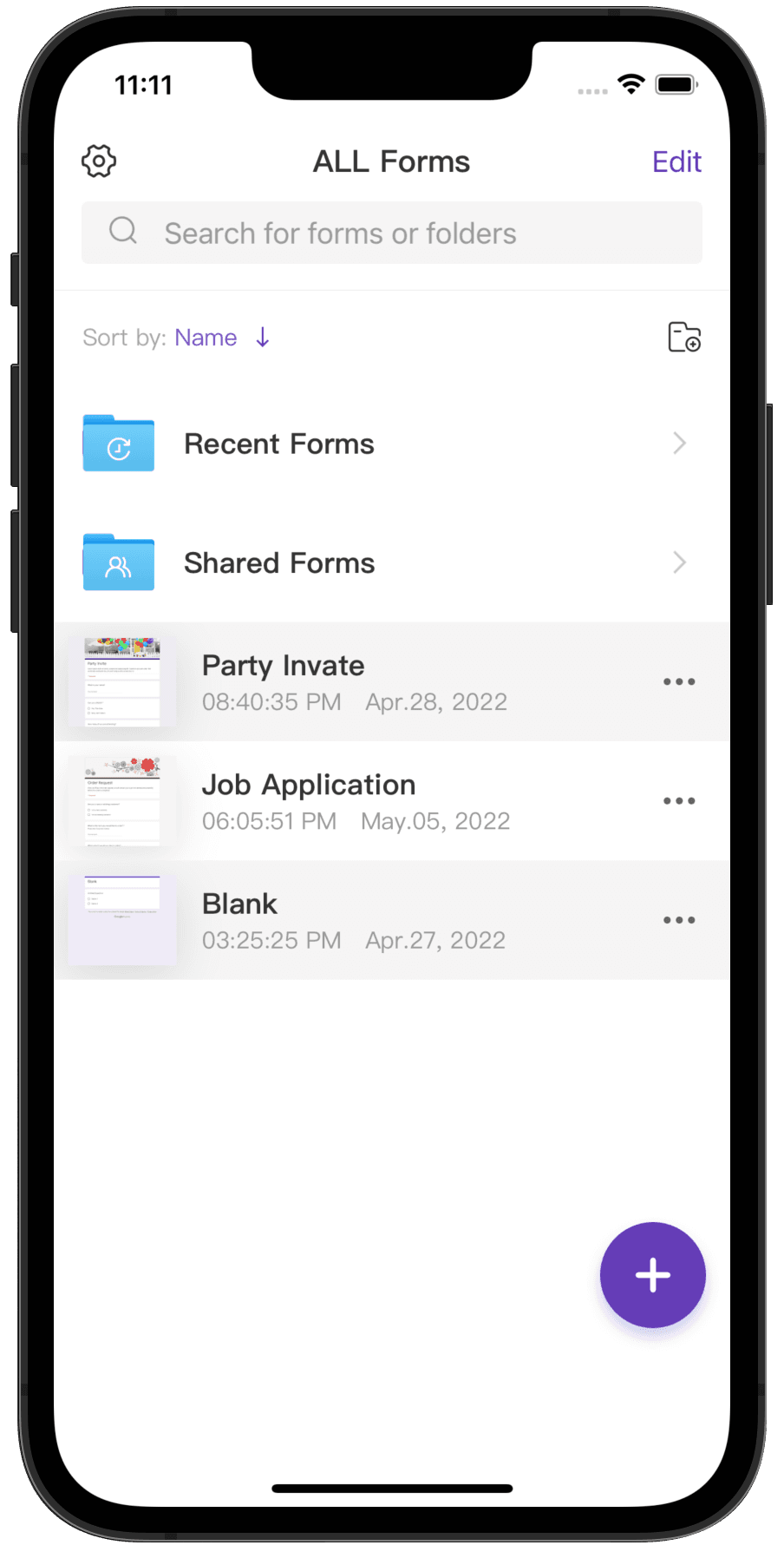 Mira Form home screen