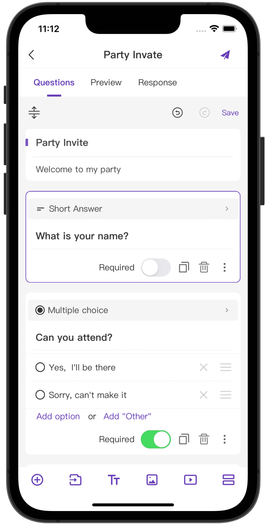 Edit your forms screen